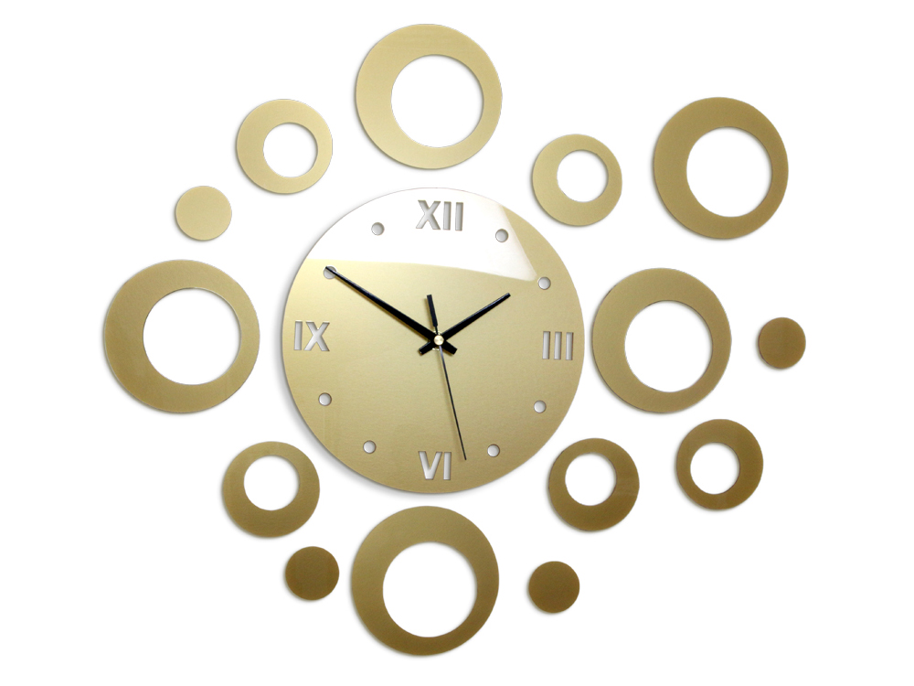 Moderní nástěnné hodiny RINGS GOLD HMCNH008-gold