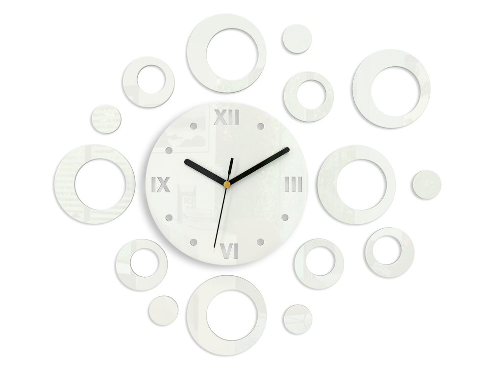 Moderní nástěnné hodiny RINGS WHITE HMCNH008-white