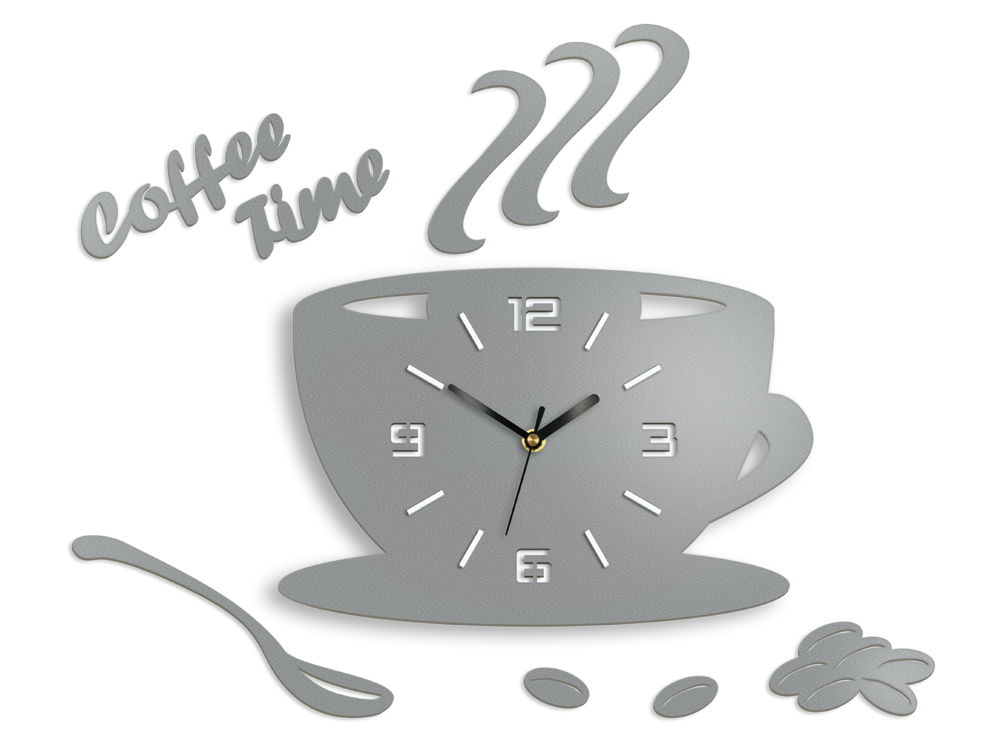 Moderní nástěnné hodiny COFFE TIME 3D STONE GRAY  HMCNH045-stonegray