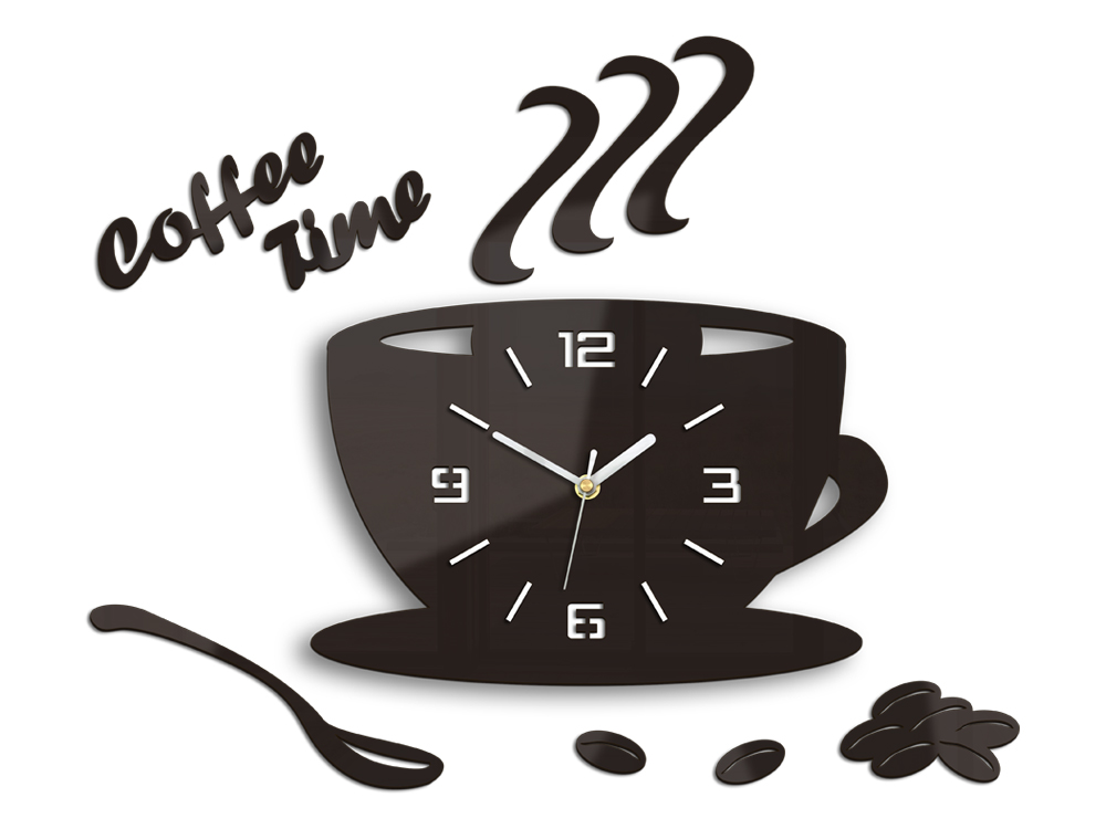 Moderní nástěnné hodiny COFFE TIME 3D WENGE HMCNH045-wenge