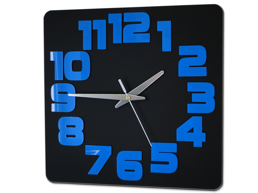 Moderní nástěnné hodiny LOGIC BLACK-BLUE HMCNH047-blackblue