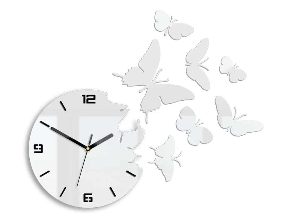 Moderní nástěnné hodiny BUTTERFLIE 3D WHITE NH049