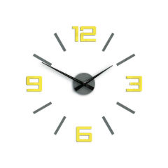 Moderní nástěnné hodiny SILVER XL GREY-YELLOW HMCNH065-greyyellow