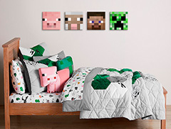 Minecraft obraz - Nejlepší postavičky na plátně - Steve, Creeper, Sheep, Pig