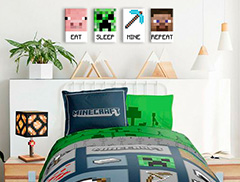 Minecraft obraz - Nejlepší postavičky na plátně - Eat, Sleep, Mine, Repeat